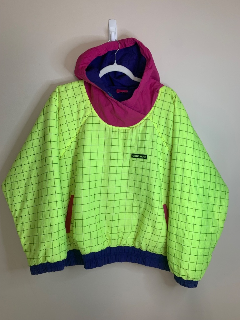 Sunice Retro Vintage Reversible Pullover Jacket Yellow Purple